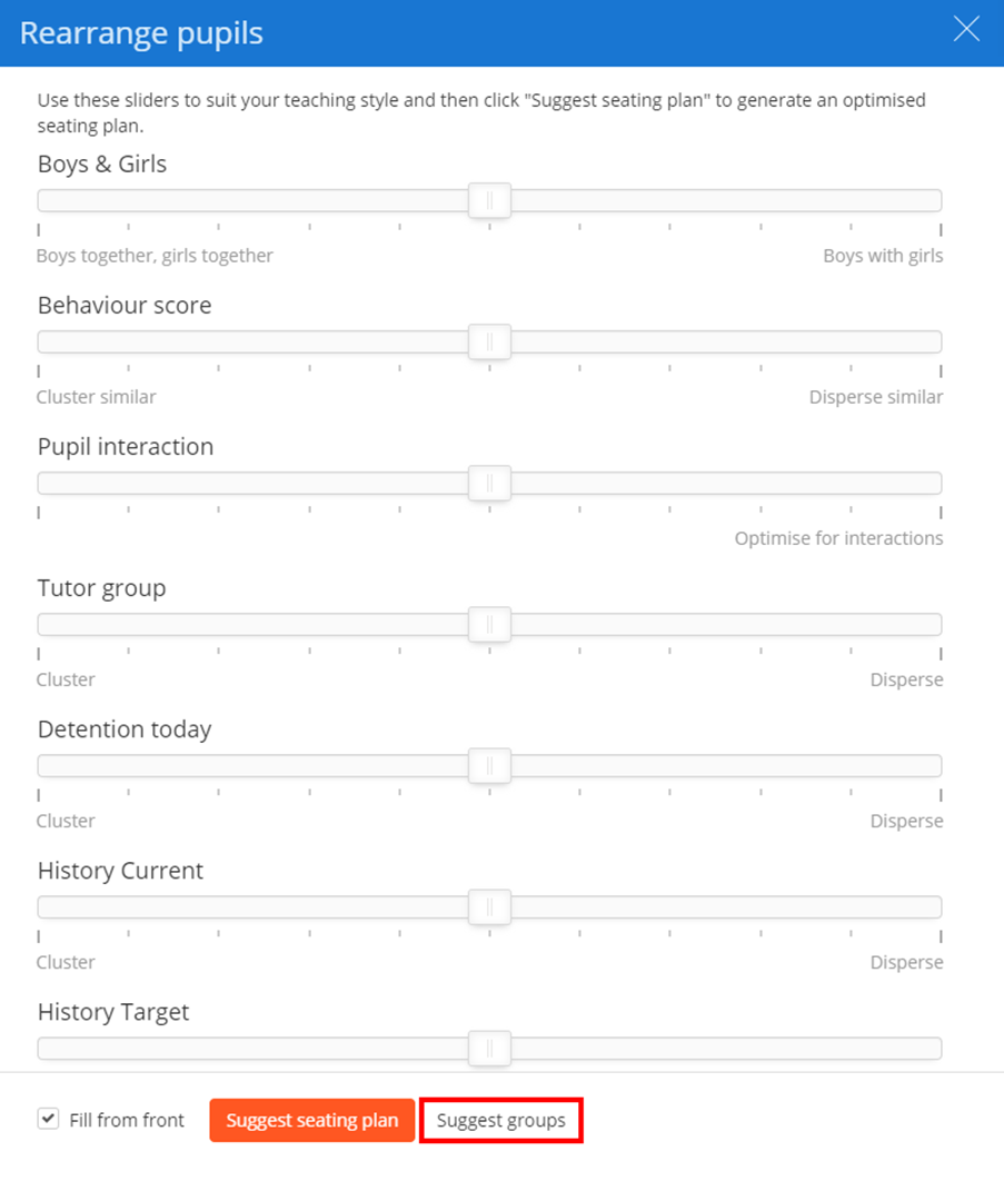 Class Charts suggest groups button
