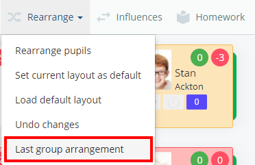 Class Charts last group arrangement tab