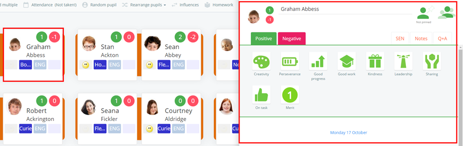 Class Charts pupil sidebar