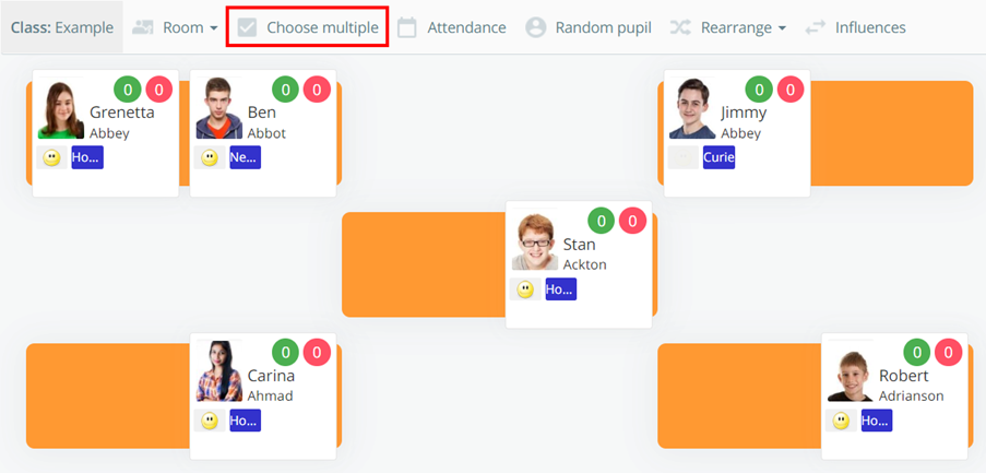 Class Charts pin pupils choose multiple button