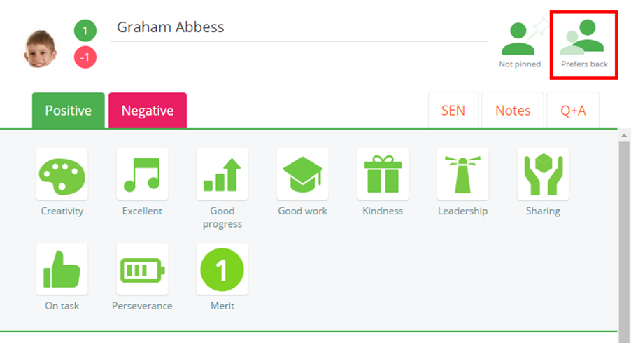 Class Charts prefers back icon