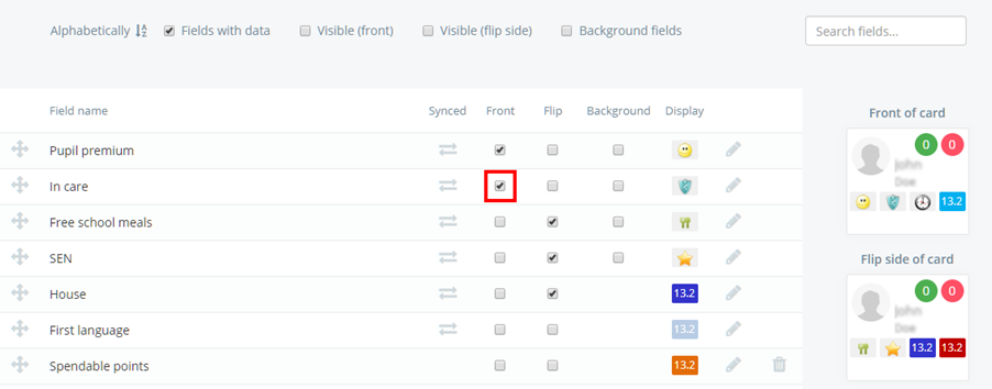 Class Charts custom field class ticked