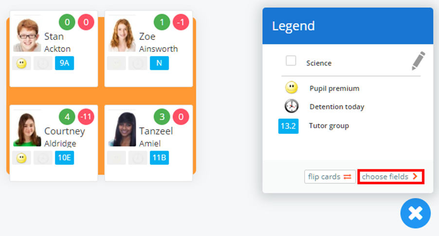 Class Charts choose fields button