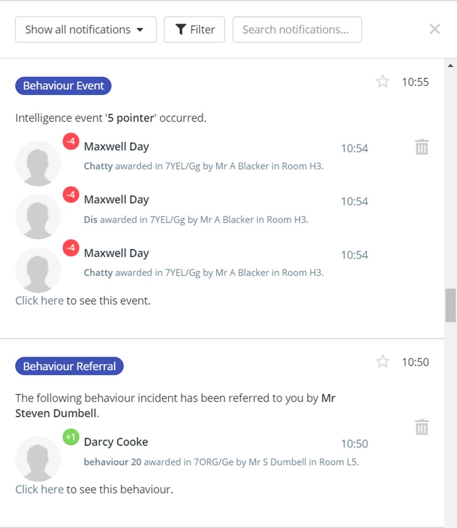Class Charts deleted notification