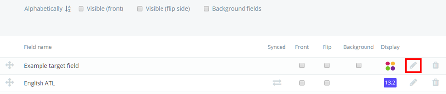 Class Charts edit target field