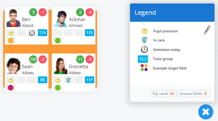 Class Charts manual target field example