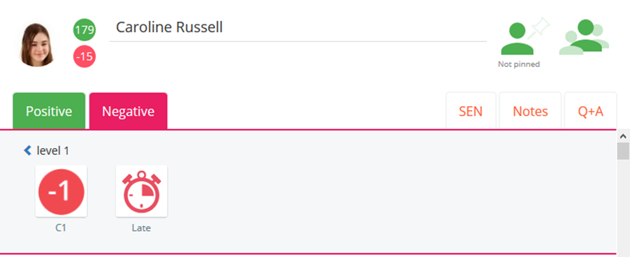 Class Charts level 1 negative folders