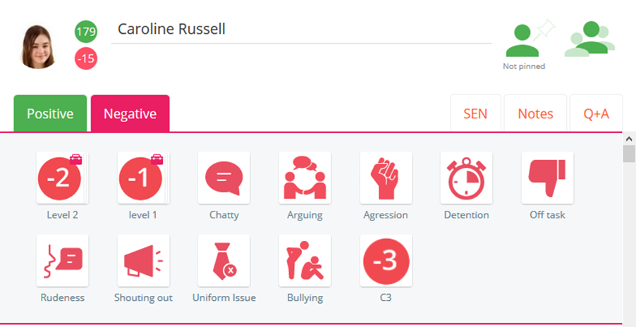 Class Charts negative behaviour folders