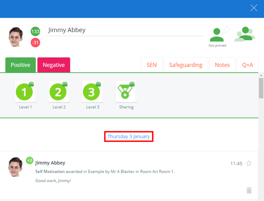 Class Charts behaviour changed date
