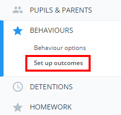 Class Charts set up outcomes menu tab