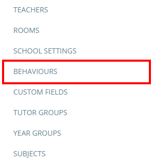Class Charts behaviours menu