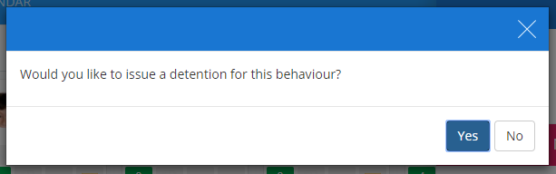Class Charts issue a detention for a behaviour popup