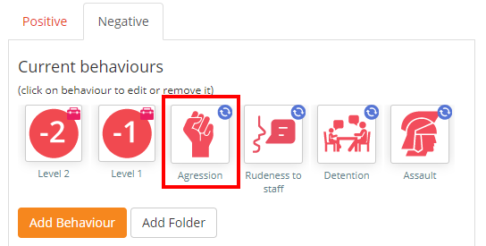 Class Charts current behaviours aggression blue sync icon