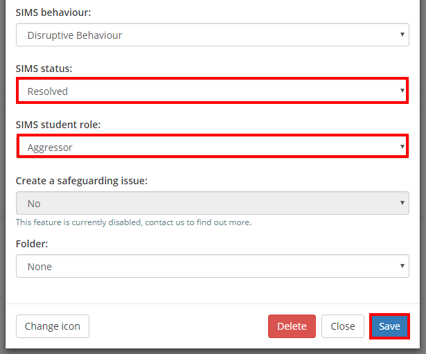 Class Charts save SIMS changes