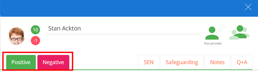 Class Charts behaviour options sidebar