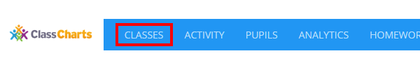 Class Charts classes menu tab