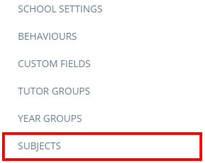 Class Charts subjects menu tab