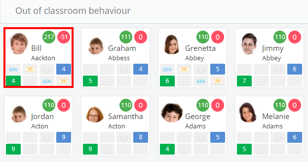 Class Charts out of classroom behaviour select