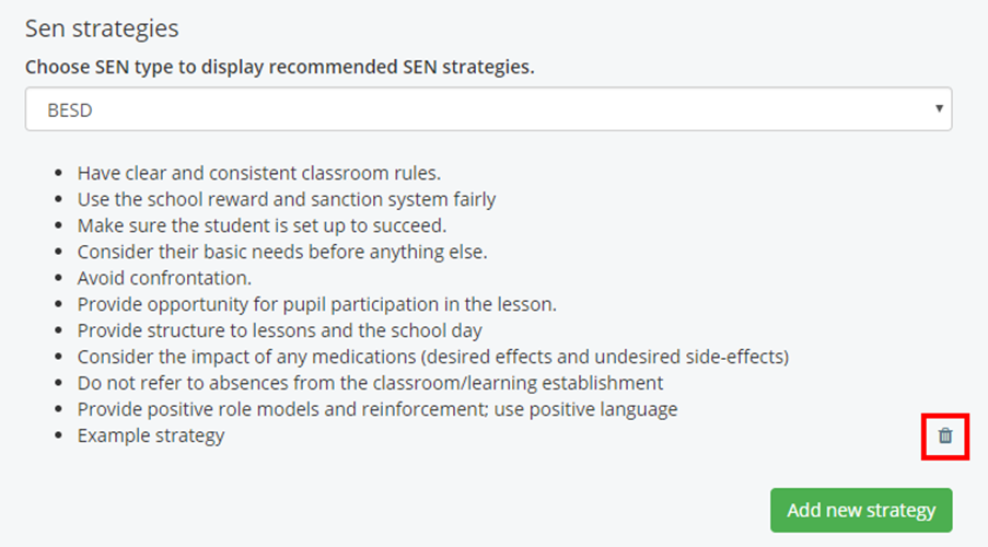 Class Charts delete strategy