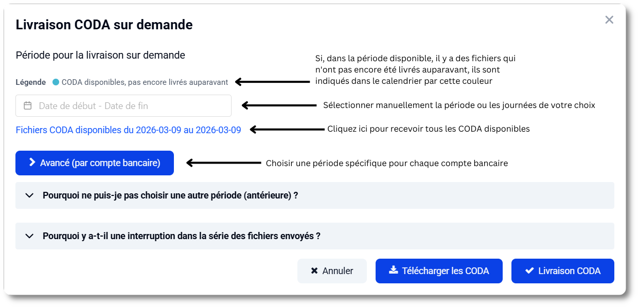 CODA : livraison sur demande