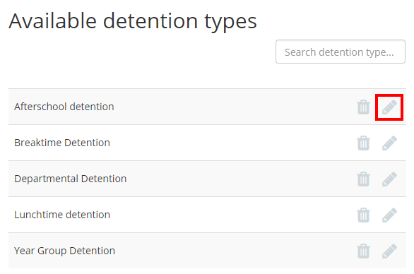 Class Charts available detention types