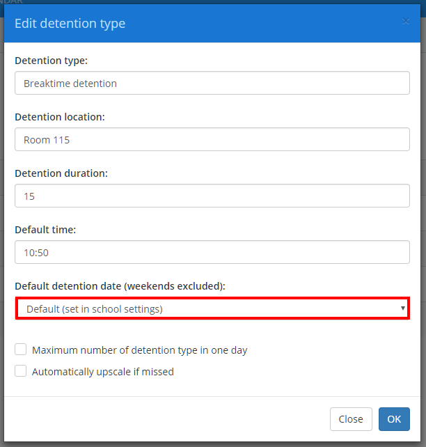 Class Charts default detention date