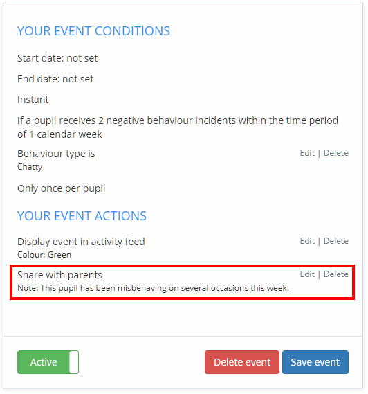 Class Charts added action
