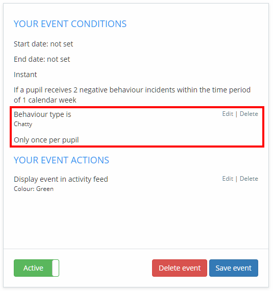 Class Charts added condition