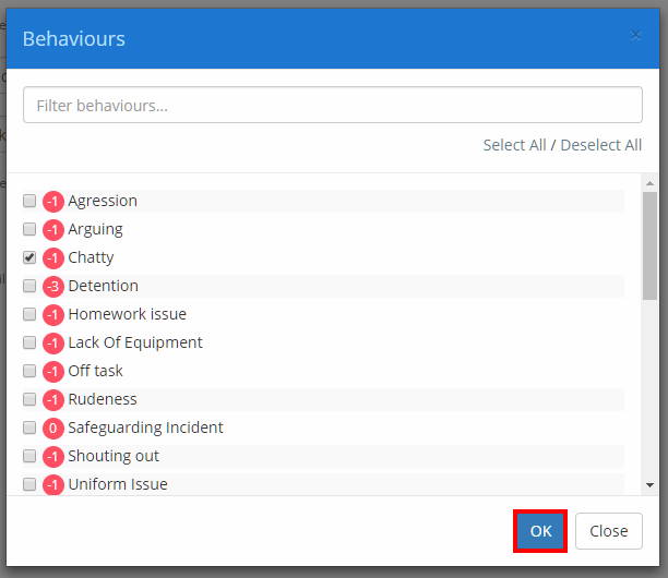 Class Charts add condition example