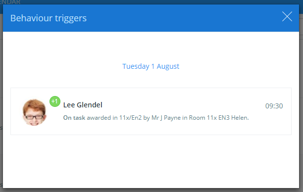 Class Charts trigger example