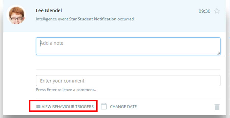 Class Charts view triggers button