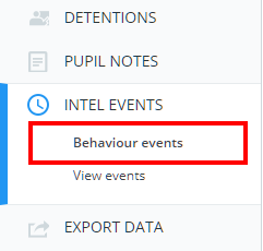 Class Charts behaviour events menu tab