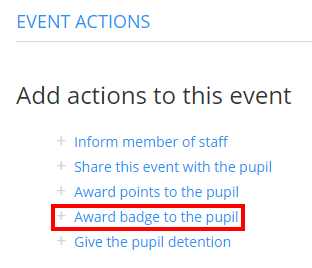 Class Charts award badge event action