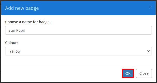 Class Charts add new badge name and colour