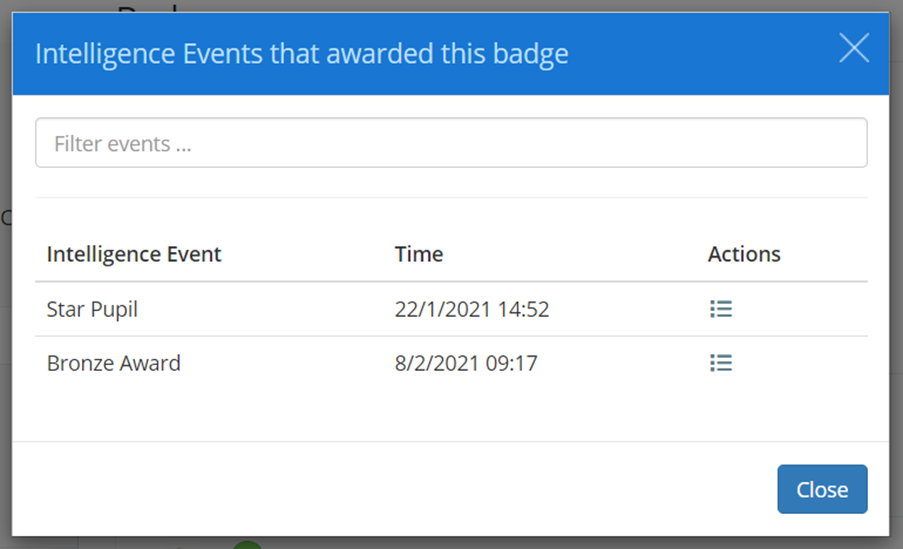 Class Charts awarded badge popup