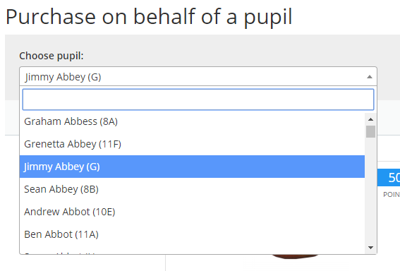 Class Charts purchase on behalf of a pupil