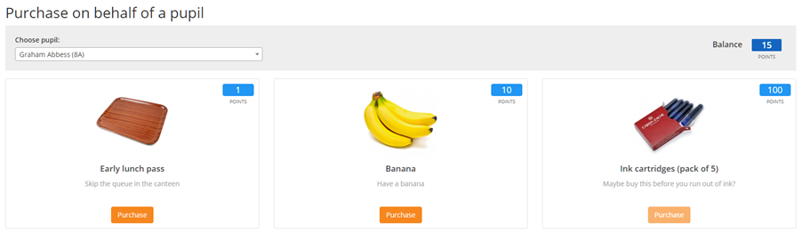 Class Charts example purchase screen