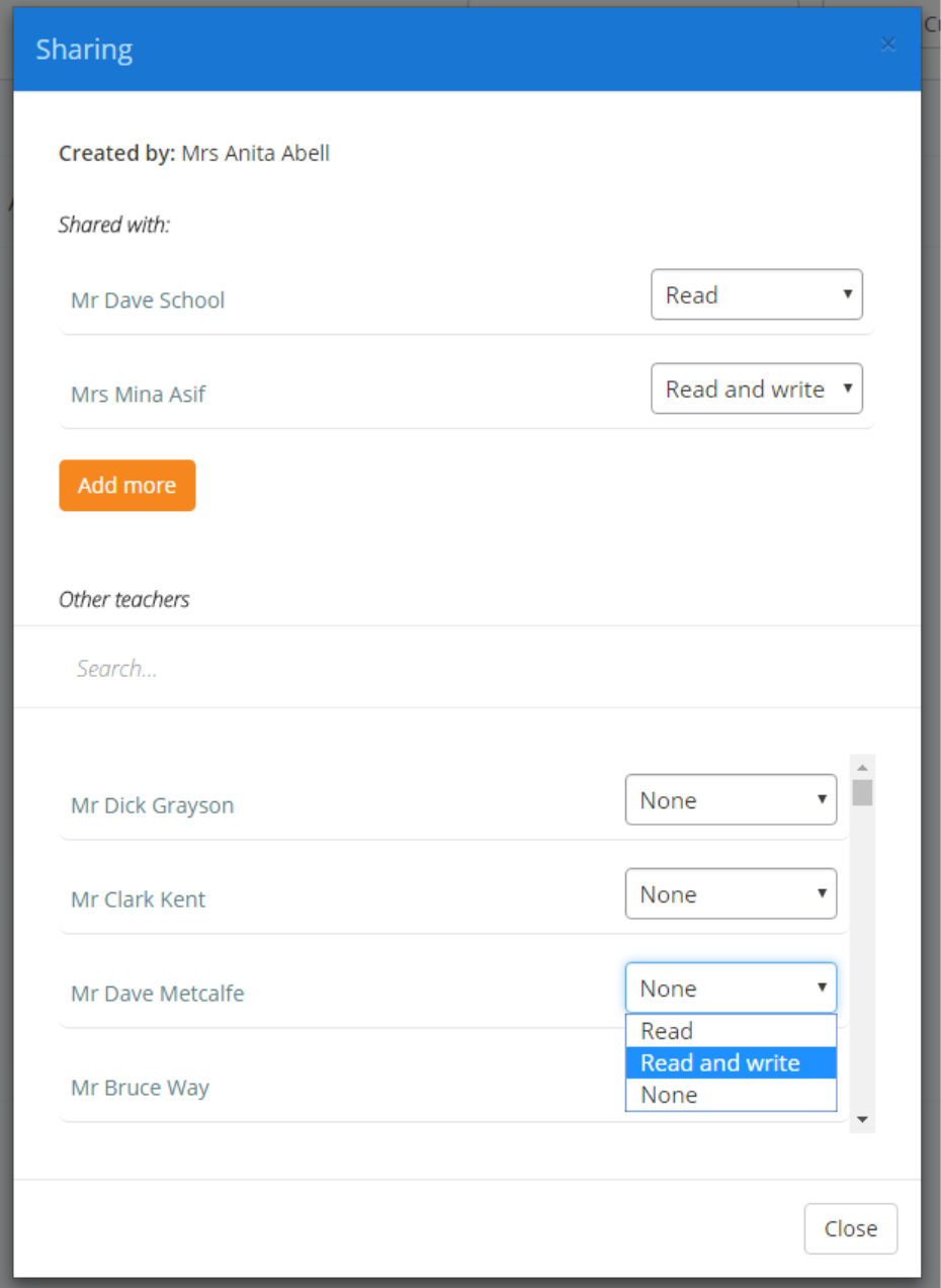 Class Charts read and write dropdown