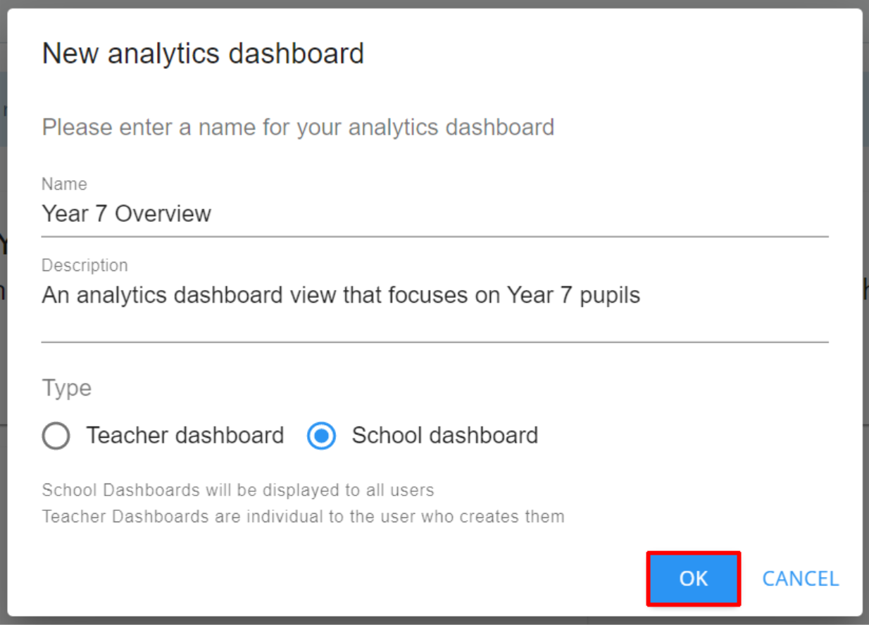 Class Charts new dashboard popup