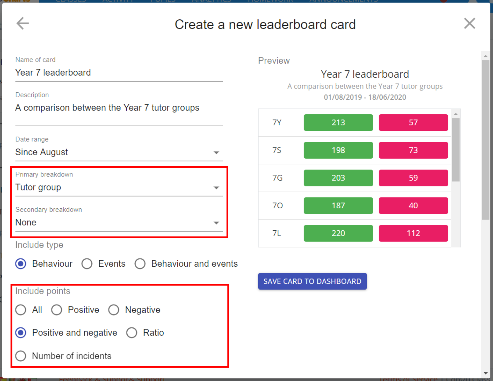 Class Charts leaderboard setup example