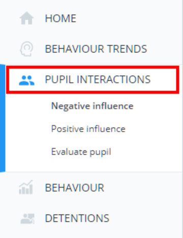 Class Charts pupil interactions menu option