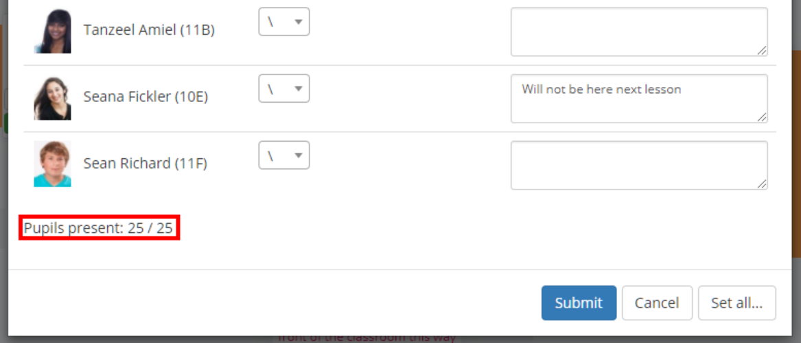 Class Charts class attendance pupil count