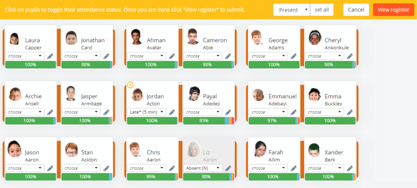 Class Charts attendance in class