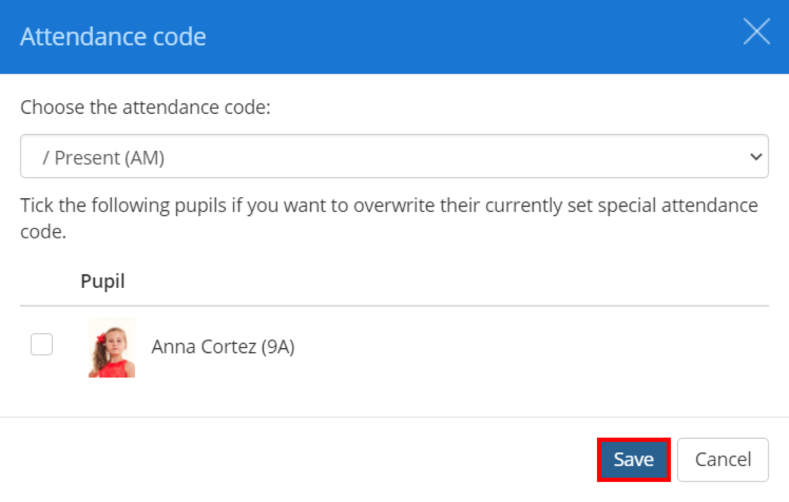 Class Charts set all attendance popup