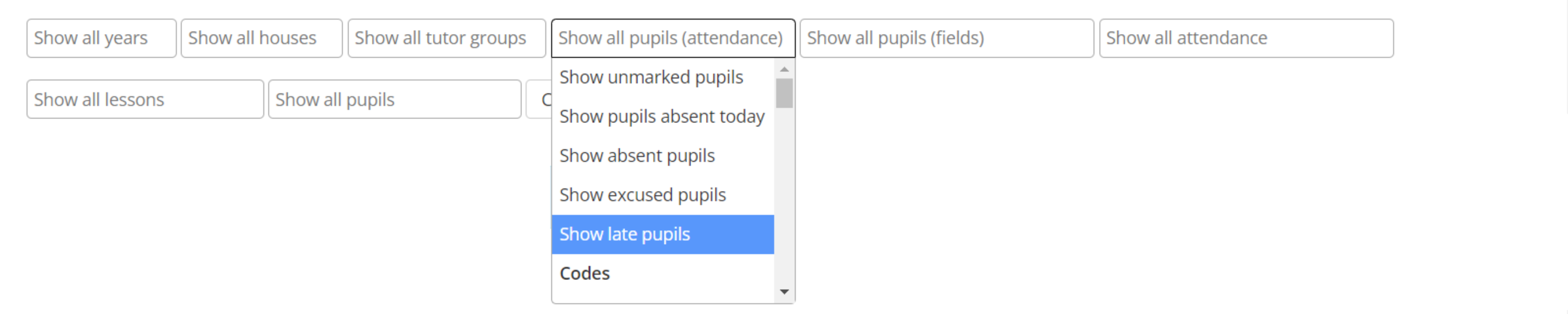 Class Charts attendance dropdown