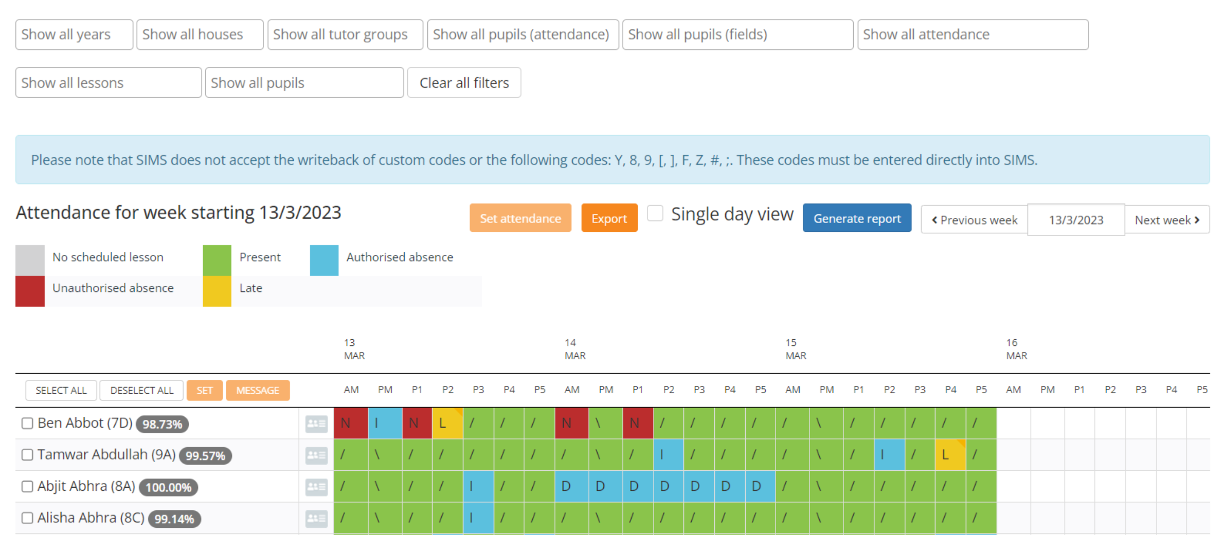 Class Charts attendance