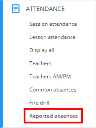 Class Charts reported absences menu option