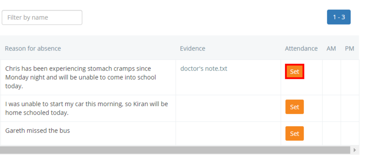 Class Charts report absences set attendance button