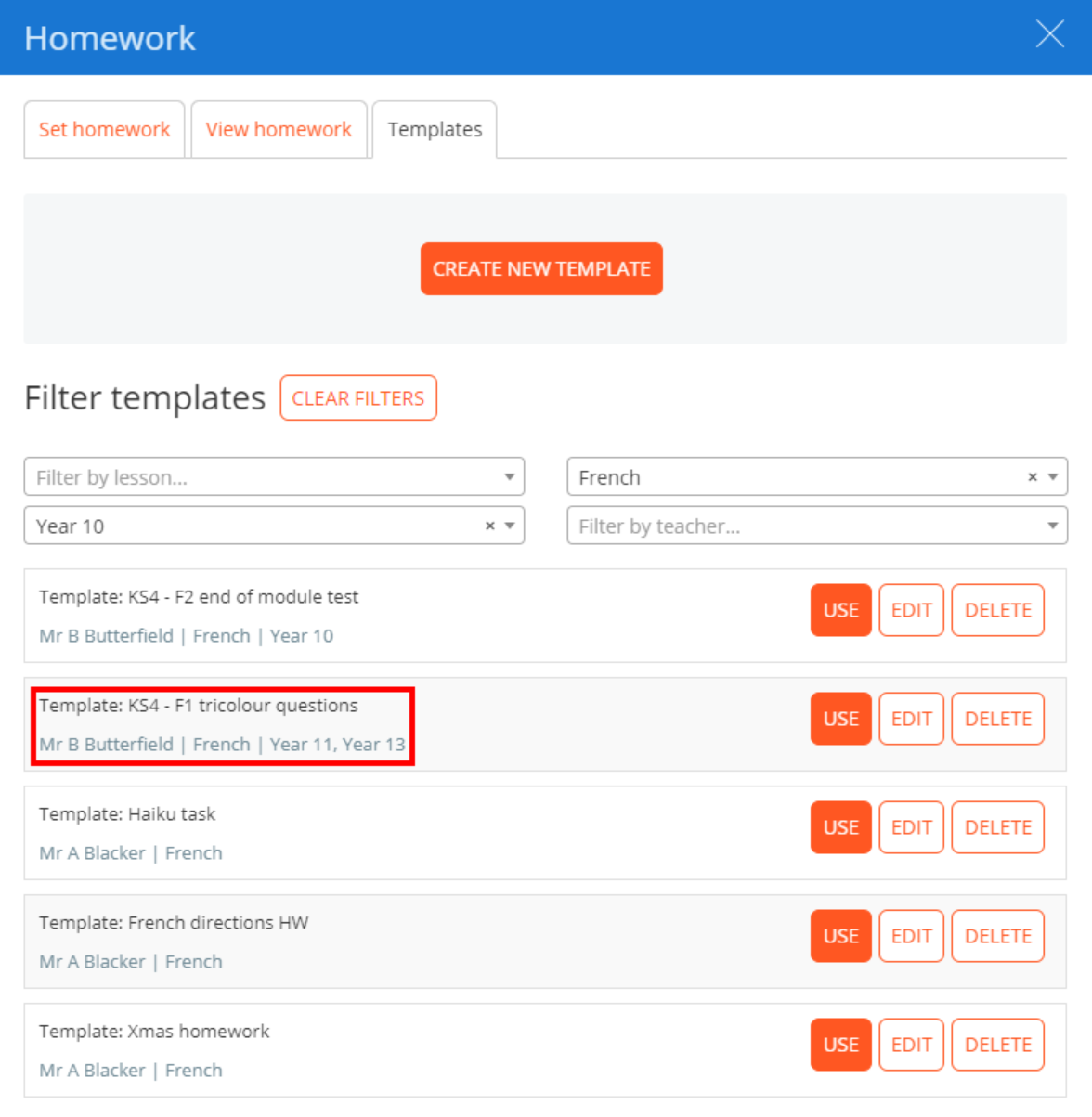 Class Charts homework saved as template 2