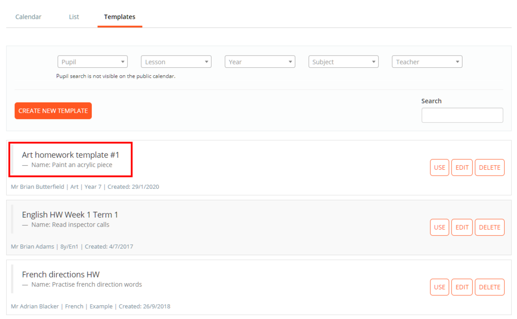 Class Charts calendar new template